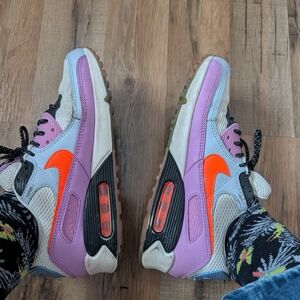 Nike Women's Shoes - White, Purple, and Orange